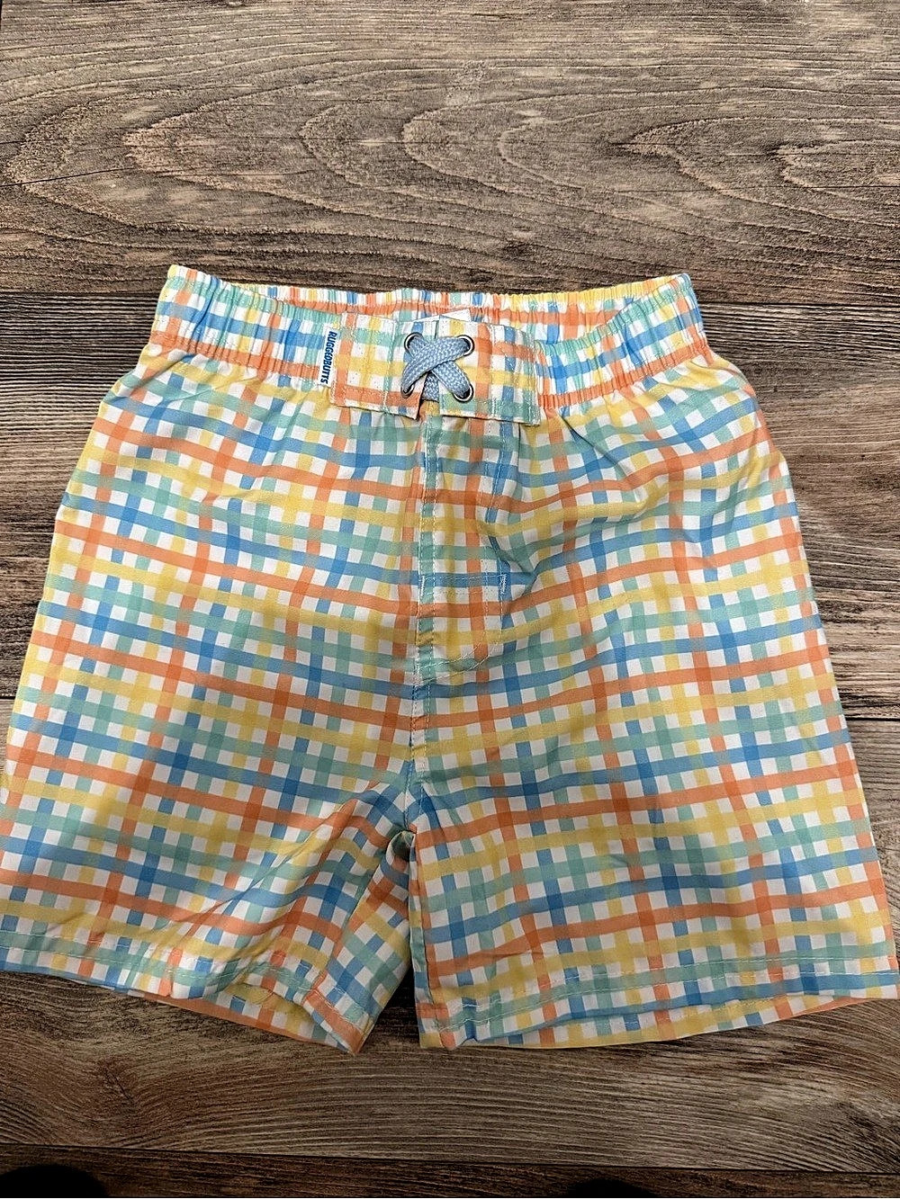 RuggedButts Kids Gingham Swim Trunks